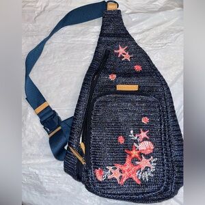 Vera Bradley Woven Sling Backpack Navy Blue Sea Life